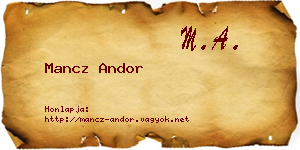 Mancz Andor névjegykártya